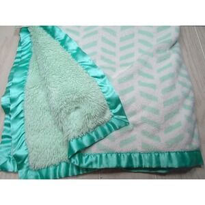 Cloud Island white green zigzag stripes chevron plush back baby blanket Target